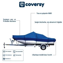 HOUSSE TRANSPORT BATEAU BLEU COVERSY Bateau de 300 à 350 cm de long x 150 cm de large