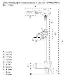 MOTEUR ÉLECTRIQUE ORANGE MARINE 45 LBS 12V