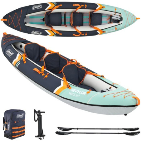 Kayak gonflable sevylor kit maui 2 adultes 1 enfant avec 2 pagaies et pompe